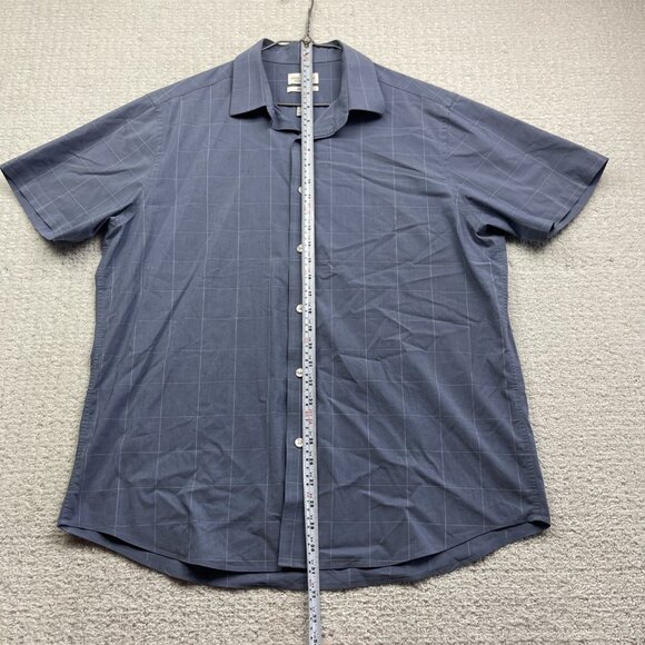 Lucky Brand Tailored Fit Blue Check Short Sleeve Button Shirt Mens Sz L 16/16.5 - Picture 13 of 16